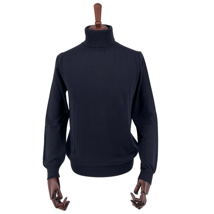 Sweter bawełniany z golfem granatowy