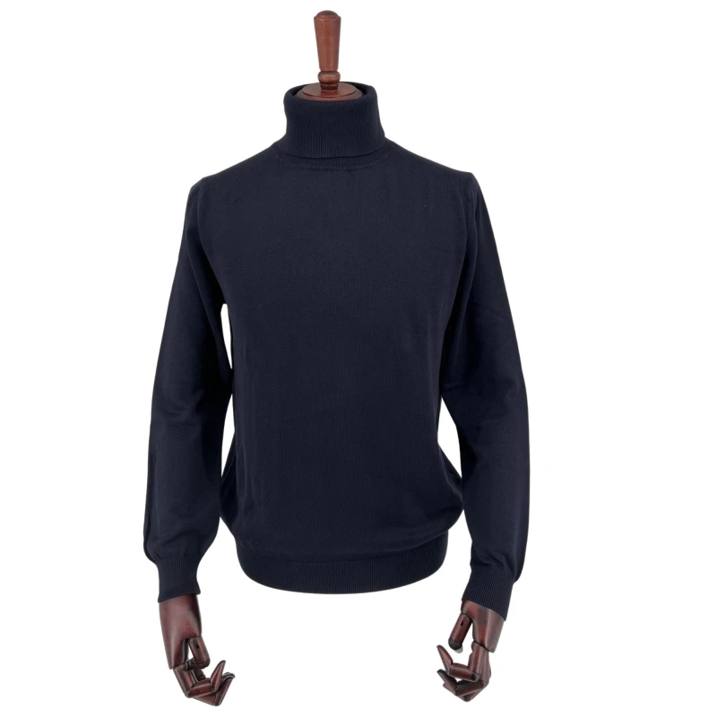 Sweter bawełniany z golfem granatowy