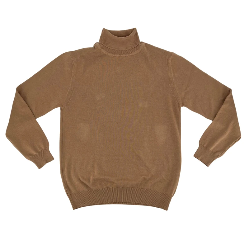 Sweter bawełniany z golfem camel