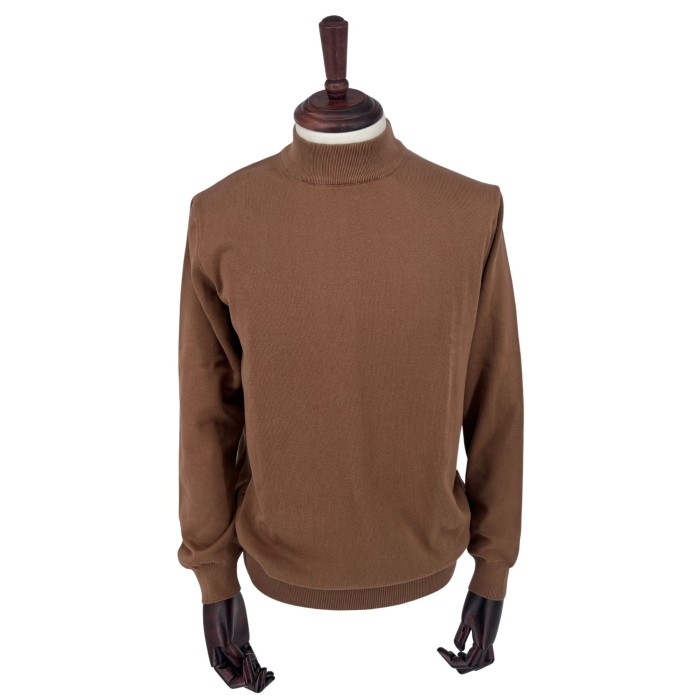 Sweter bawełniany półgolf camel