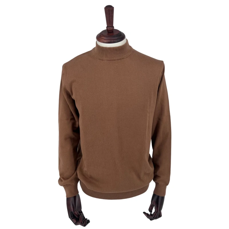 Sweter bawełniany półgolf camel