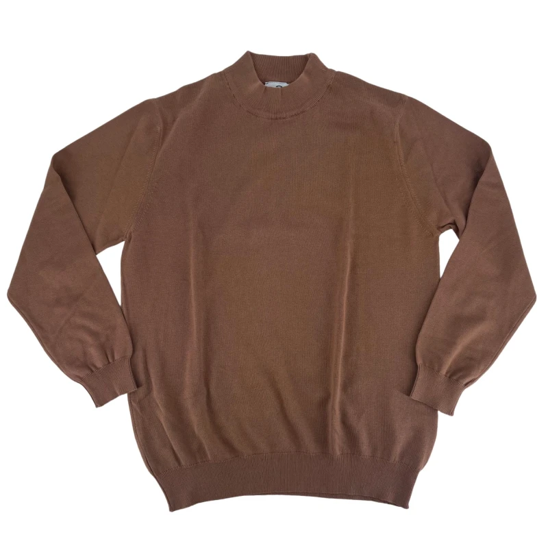 Sweter bawełniany półgolf camel