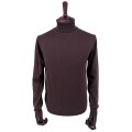 Sweter bawełniany z golfem brązowy