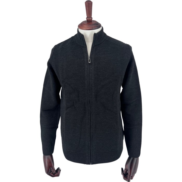 Sweter rozpinany czarny prążek