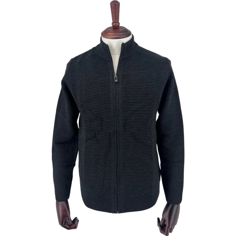 Sweter rozpinany czarny prążek