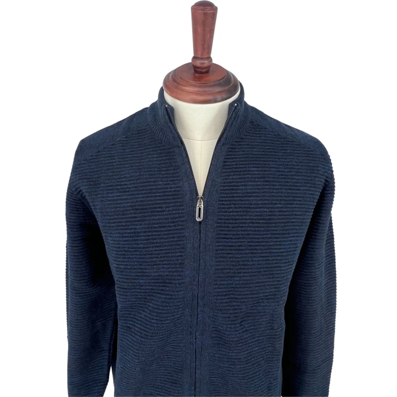 Sweter rozpinany granatowy prążek