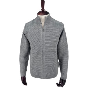 Sweter rozpinany szary prążek