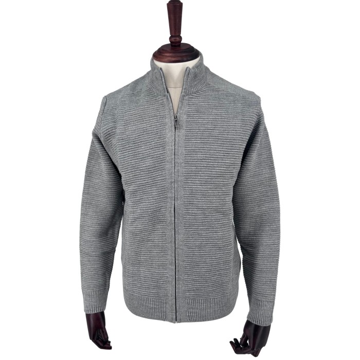 Sweter rozpinany szary prążek