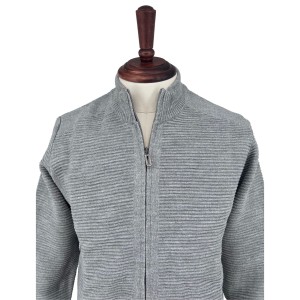 Sweter rozpinany szary prążek