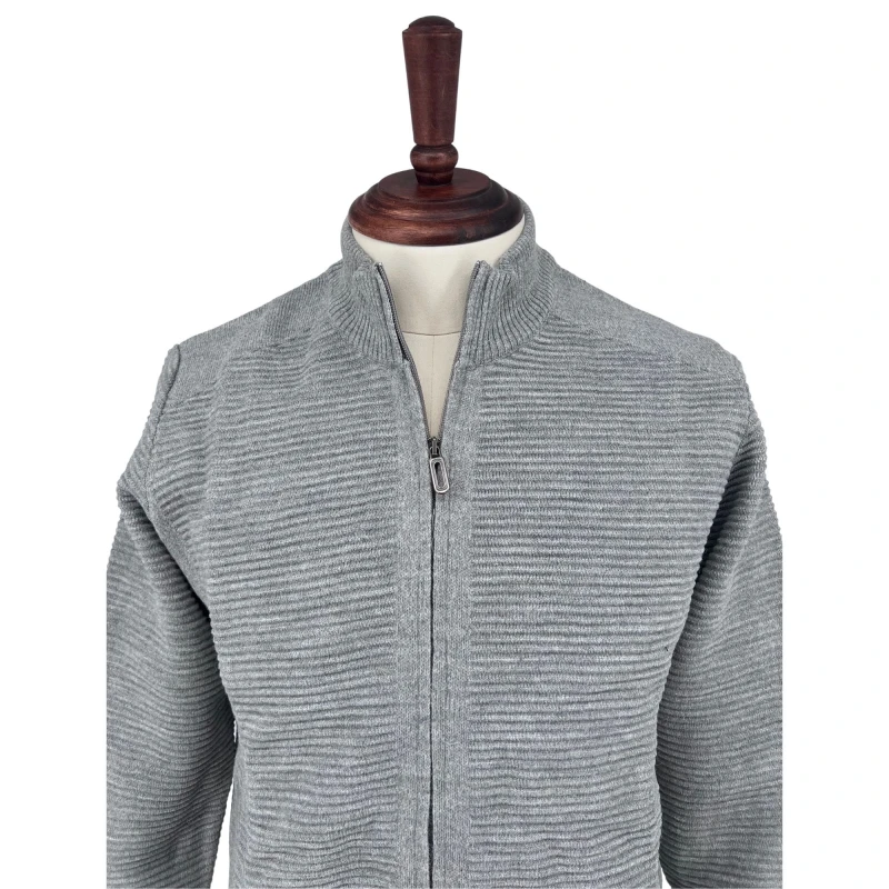 Sweter rozpinany szary prążek