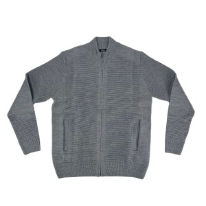Sweter rozpinany szary prążek