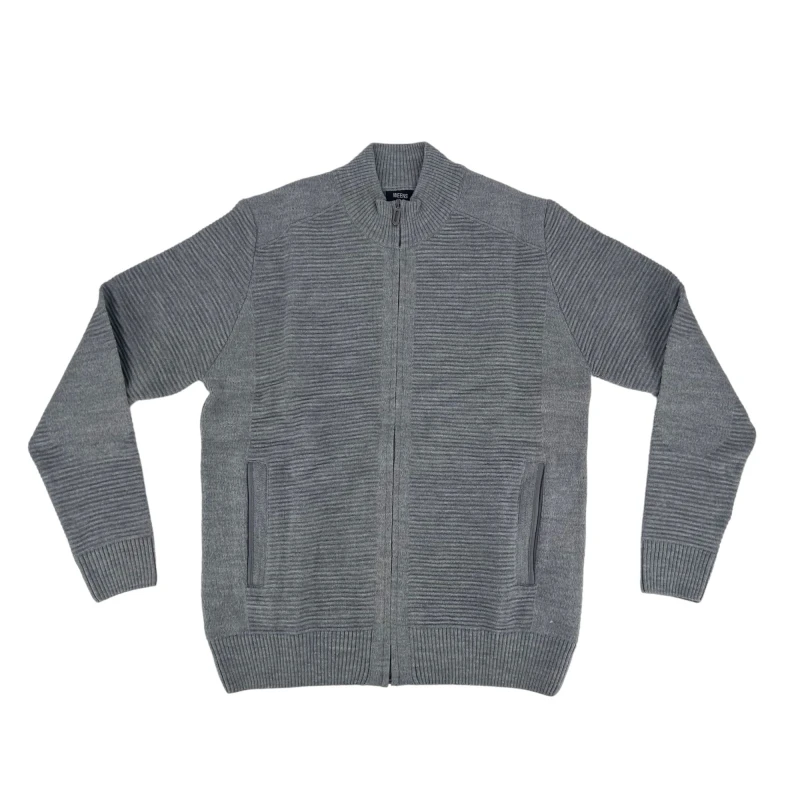 Sweter rozpinany szary prążek