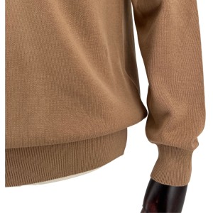Sweter bawełniany z dekoltem w serek camel