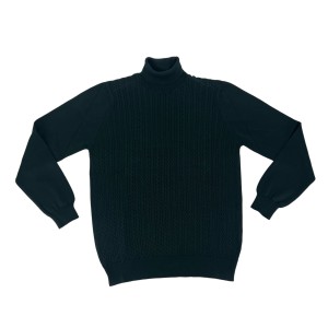 Sweter z golfem w warkoczowym wzór  zielony
