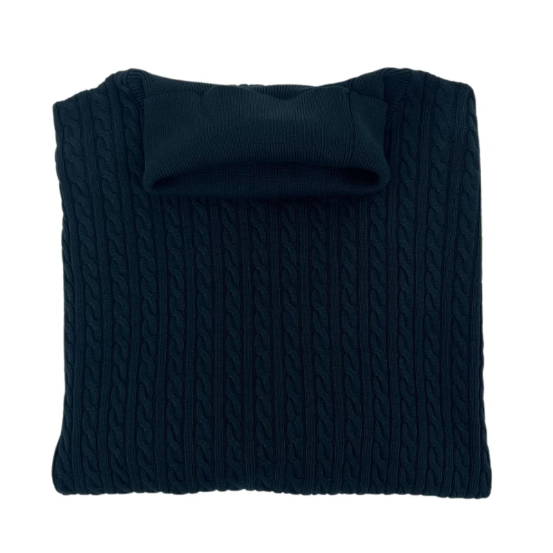 Sweter z golfem w warkoczowym wzór  zielony