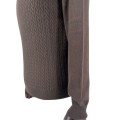 Sweter warkocz brąz okrągły dekolt