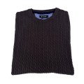 Sweter warkocz brąz okrągły dekolt