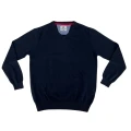 Sweter bawełniany z dekoltem w serek granatowy