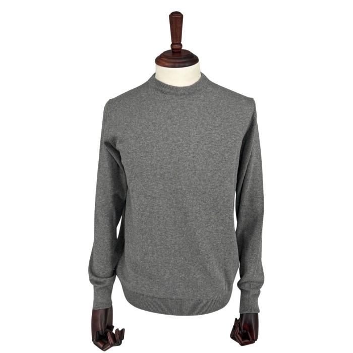 Sweter szary gładki okrągły dekolt