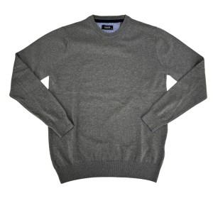 Sweter szary gładki okrągły dekolt