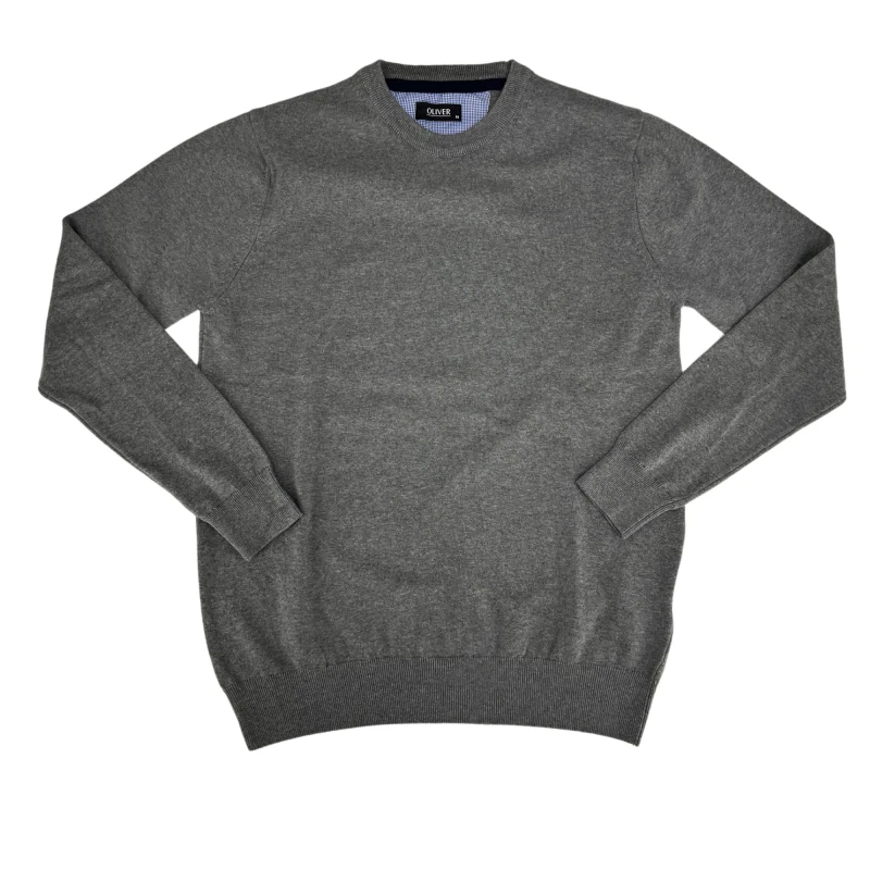 Sweter szary gładki okrągły dekolt