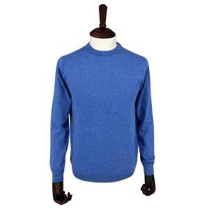Sweter niebieski gładki okrągły dekolt