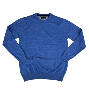 Sweter niebieski gładki okrągły dekolt