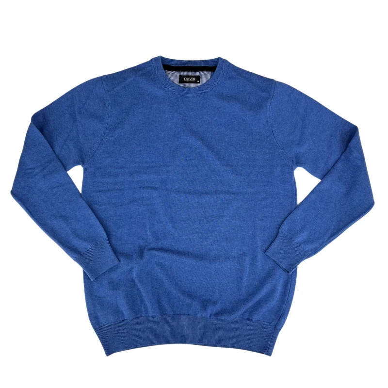 Sweter niebieski gładki okrągły dekolt