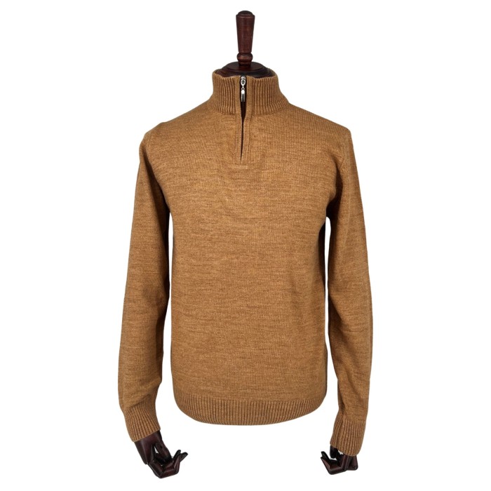 Sweter polo camel