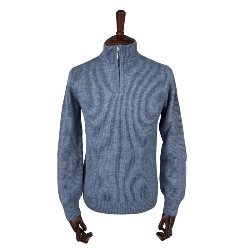 Sweter polo niebieski prążek
