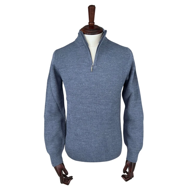Sweter polo niebieski prążek