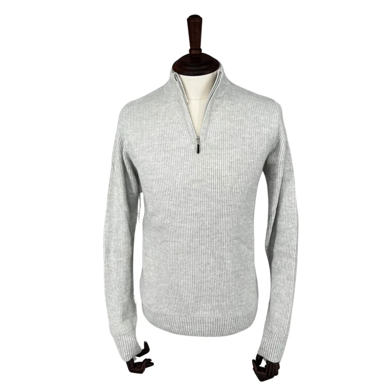Sweter polo szary prążek