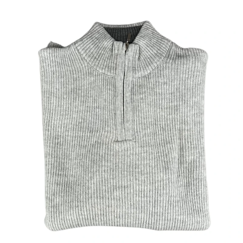 Sweter polo szary prążek