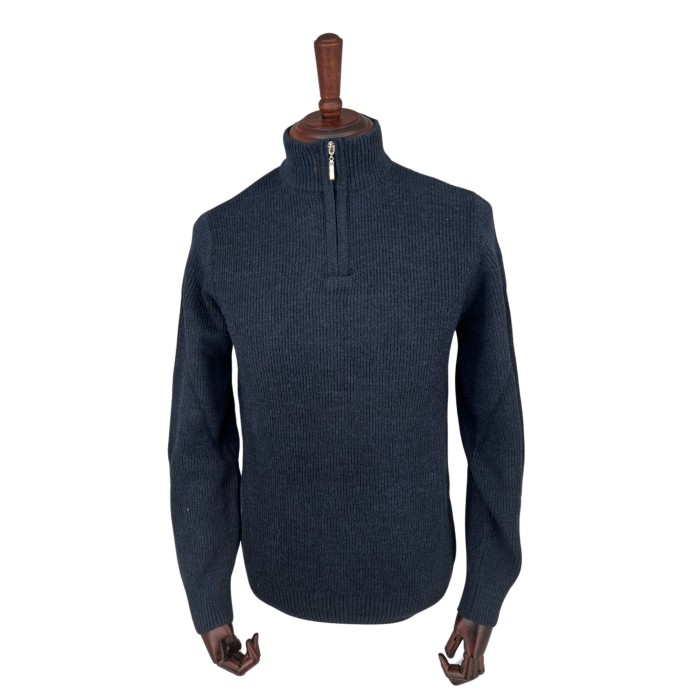 Sweter polo granat prążek