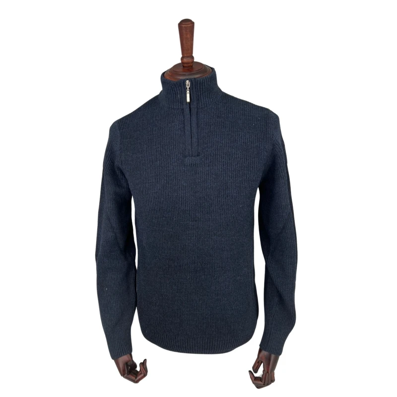 Sweter polo granat prążek