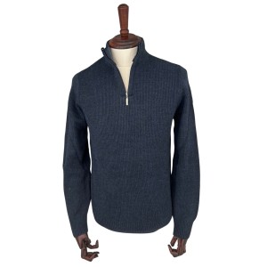 Sweter polo granat prążek