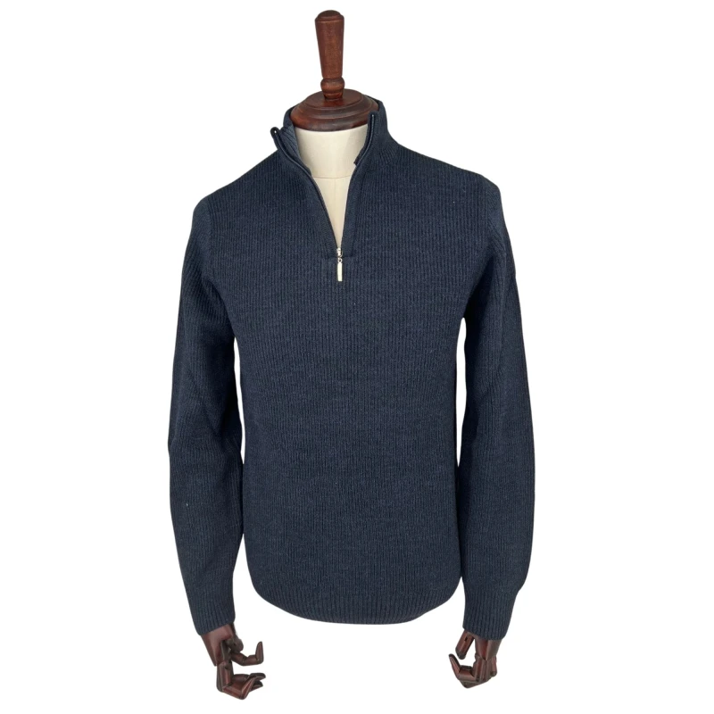 Sweter polo granat prążek