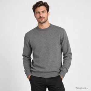 Sweter z okrągłym dekoltem szary (OL)