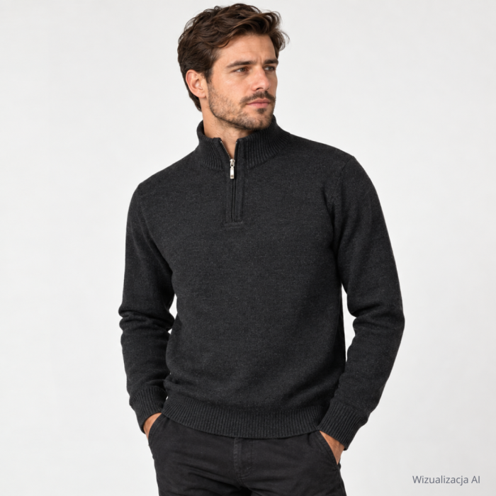 Sweter polo czarny