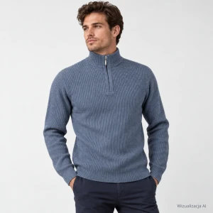 Sweter polo niebieski prążek (BL)