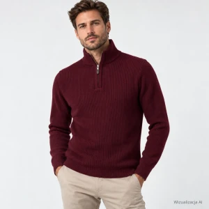 Sweter polo bordowy prążek (BL)
