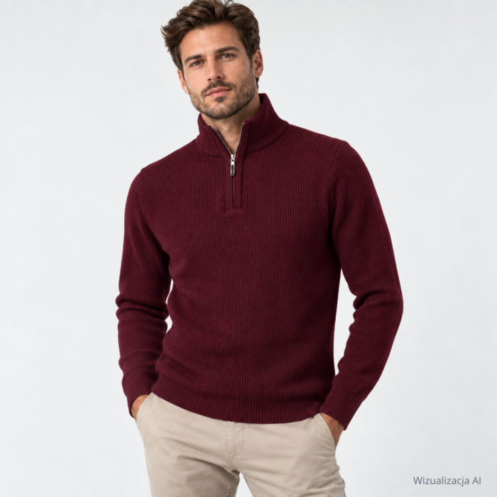 Sweter polo bordo prążek