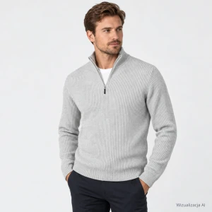 Sweter polo szary prążek (BL)