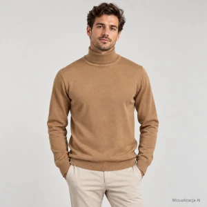 Sweter z golfem camel (BL)