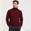 Sweter bawełniany z golfem bordowy