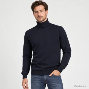 Sweter z golfem granatowy (BL)