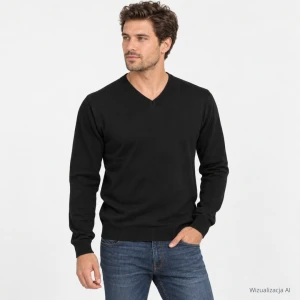 Sweter w serek czarny (BL)