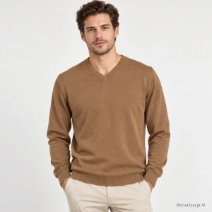 Sweter w serek camel (BL)
