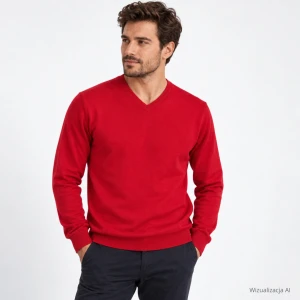 Sweter w serek czerwony
