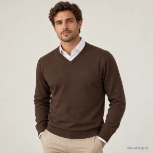 Sweter w serek brązowy (BL)